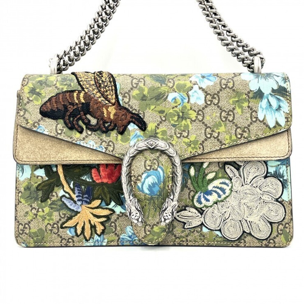 GUCCI Dionysus Shoulder Bag GG Supreme Flower Bee Embroidery Chain Multicolor - Picture 1 of 10